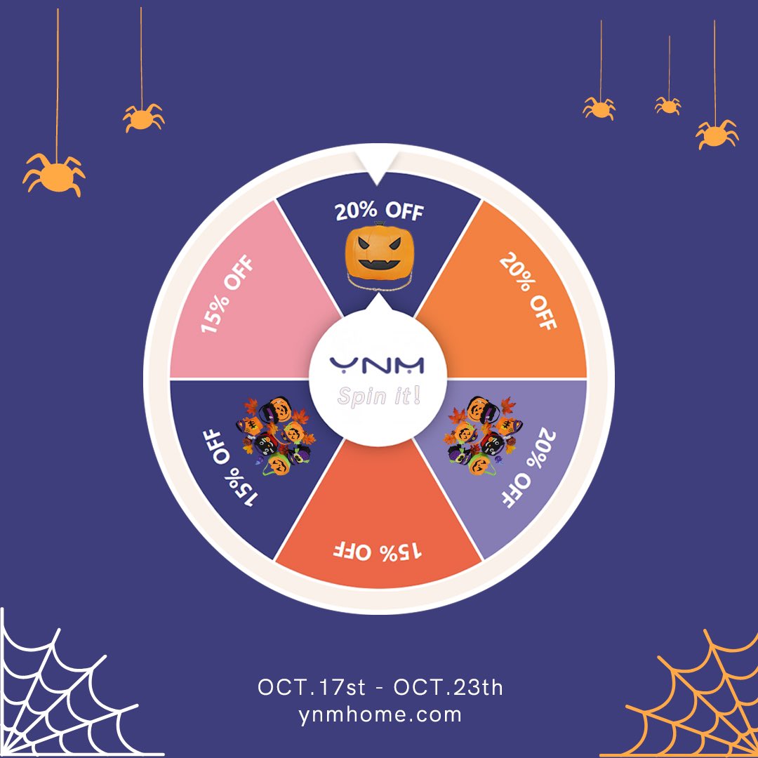 ynmhome's tweet photo. Come and win pumpkin bags and candy 
bags~🍭
This October, may your treats be many and your tricks 
be few. Hope you have a sweet Halloween.👻

The only rule:
Be our members and spin it!

#halloween #halloweendecor #BallonDor 
#happyhalloween #pumpkinbag  #candybag #trickortreat https://t.co/HutNA0cT5j