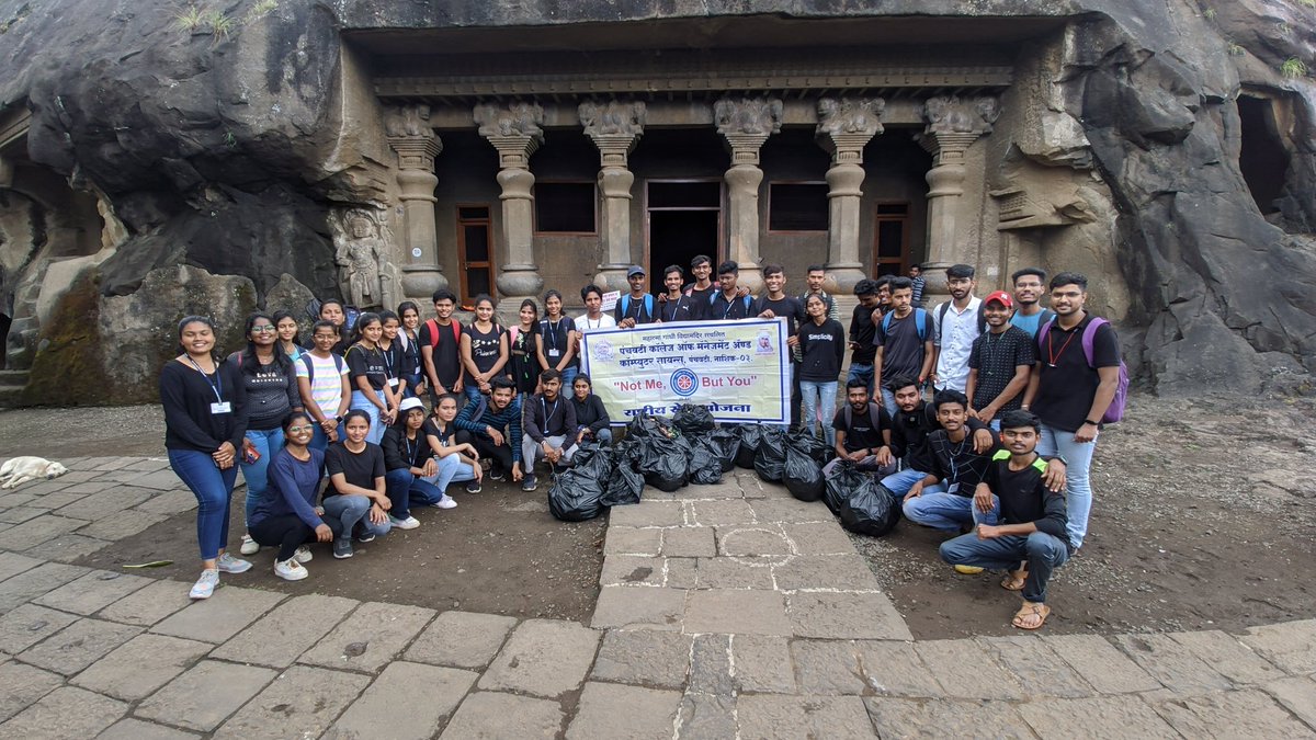 NSS_PCMCS's tweet image. Panchavati College of Management and Computer Science, Nashik.
National Service Scheme - D-84 organised a Massive Plastic Collection Day by the guidelines of government.
Volunteers tried their best to make the Historic Tourism Place called Pandavleni Caves in Nashik City.