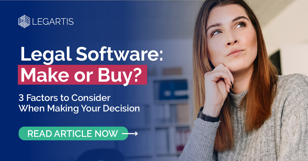 🔥 You are looking for #legalsoftware to digitalise your legal department? But…should you opt for developing your own solution or buy an existing one? Consider these 3 factors ✔️ hubs.li/Q01p_BHb0 #legartis #legaltech #digitaltransformation #legalinnovation