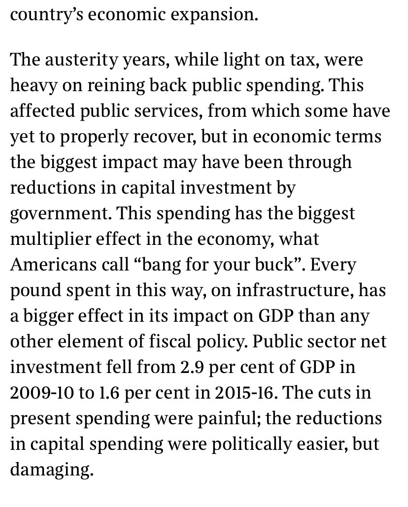 This from <a href="/dsmitheconomics/">David Smith</a> is so important. 

<a href="/Jeremy_Hunt/">Sir Jeremy Hunt MP</a> and <a href="/hmtreasury/">HM Treasury</a> must not repeat the mistake of 2010, where huge cuts to capital spending and infrastructure undermined 🇬🇧 growth. 

Future generations wouldn’t forgive ours for making the same terrible mistake twice.