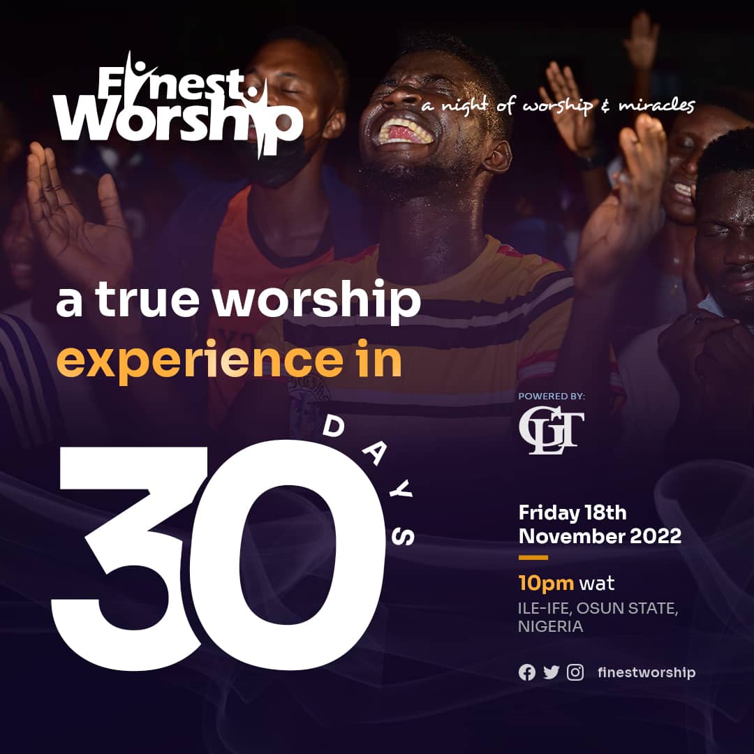 finestworship's tweet photo. The ultimate worship experience is only 30 days away 🔥
Are you prepared for a life-changing encounter with the God of all grace?

The set time is approaching, set your heart to get blessed!

#FW22 #FinestWorship2022 https://t.co/1M9DEnbpNI