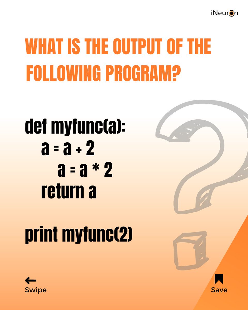 ineuron_ai's tweet photo. Most Asked Question in Placement > Python Practice questions > Difficulty level: Easy
#placementfever
:
Comment your Final Output!
#ineuron #placement #python #programming #jobready #easylevel #coding #comment #Share https://t.co/A2vMR0x5Hc