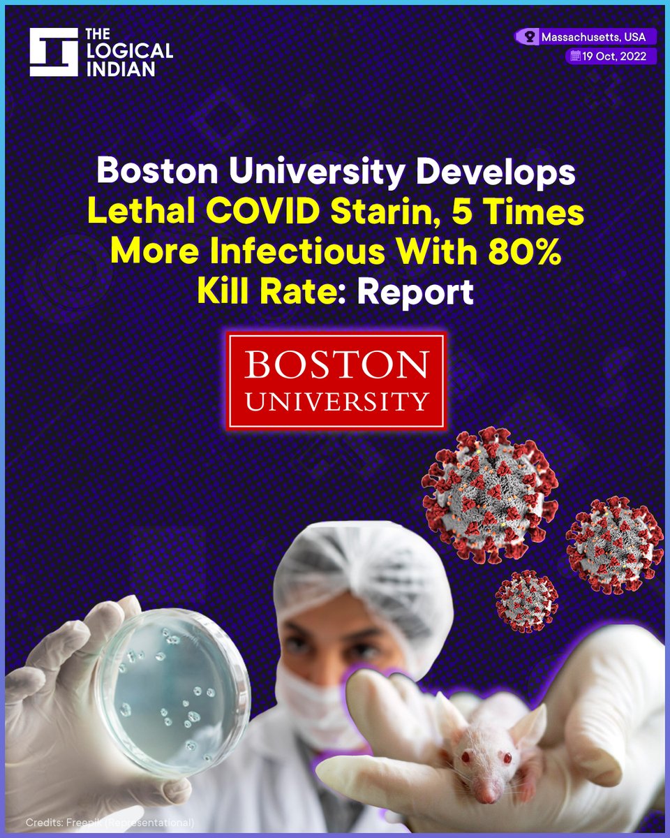 LogicalIndians's tweet photo. The researchers at Boston University have claimed that they have developed a COVID-19 strain that inflicts severe disease and has an 80% kill rate.
#bostonuniversity #lethalcovidstrain #covid19 #infection #killrate #manmade https://t.co/0SJ9int67T