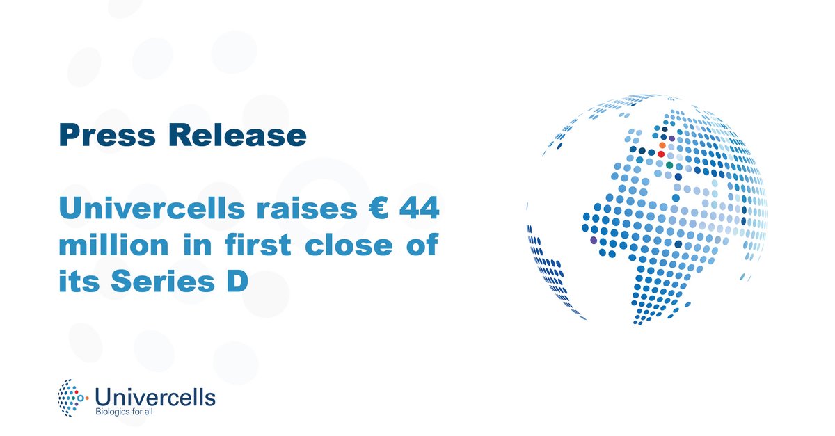 📢 Press Release – Univercells is honored to announce it raised € 44 million through the first close of its Series-D financing round! Discover the press release here: univercells.com/news/press-rel…