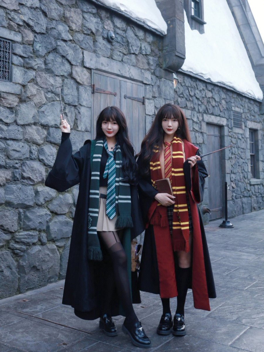 wangzaibibibi's tweet photo. At Hogwarts. Two twin Muggles in magic robes.
在霍格沃兹，两个披着魔法袍的双胞胎麻瓜。🥰 https://t.co/6stwSsxVHb