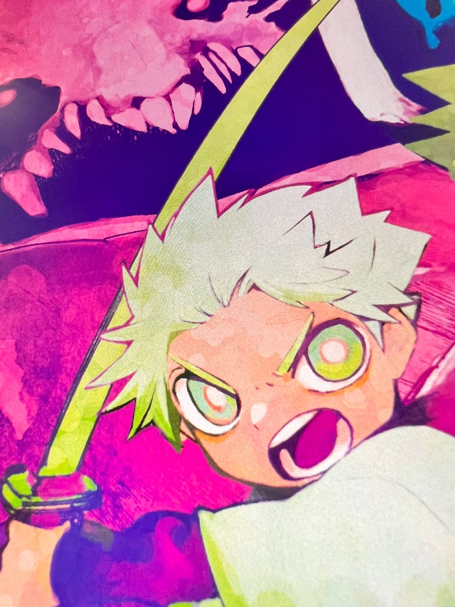 「ピンクと黄緑でスプラトゥーンカラーを塗ってる。 」|鈴木小波とジャンプラ神食の料理人❹のイラスト