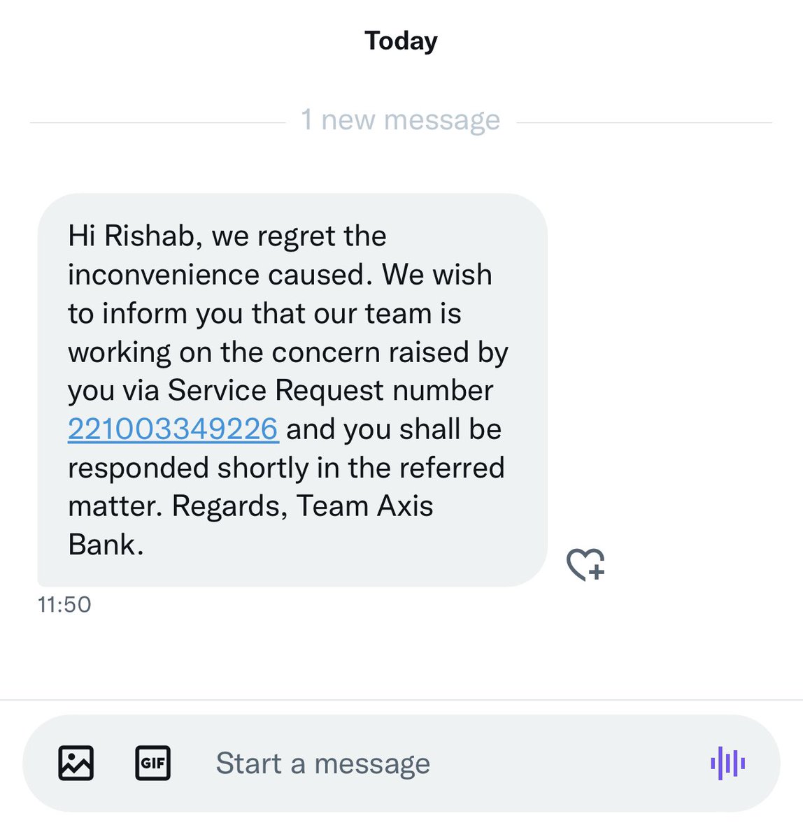 Rishab144's tweet photo. @AxisBankSupport @AxisBankSupport @AxisBank 

Your DMs are just an ESCAPE and not a RESPONSE, so please STOP fooling the world around by acknowledging.
As per your below DM, I assume you will respond shortly i.e. in couple of hours or a day unless “SHORTLY” in your definition means something else https://t.co/gohs6EcSOo