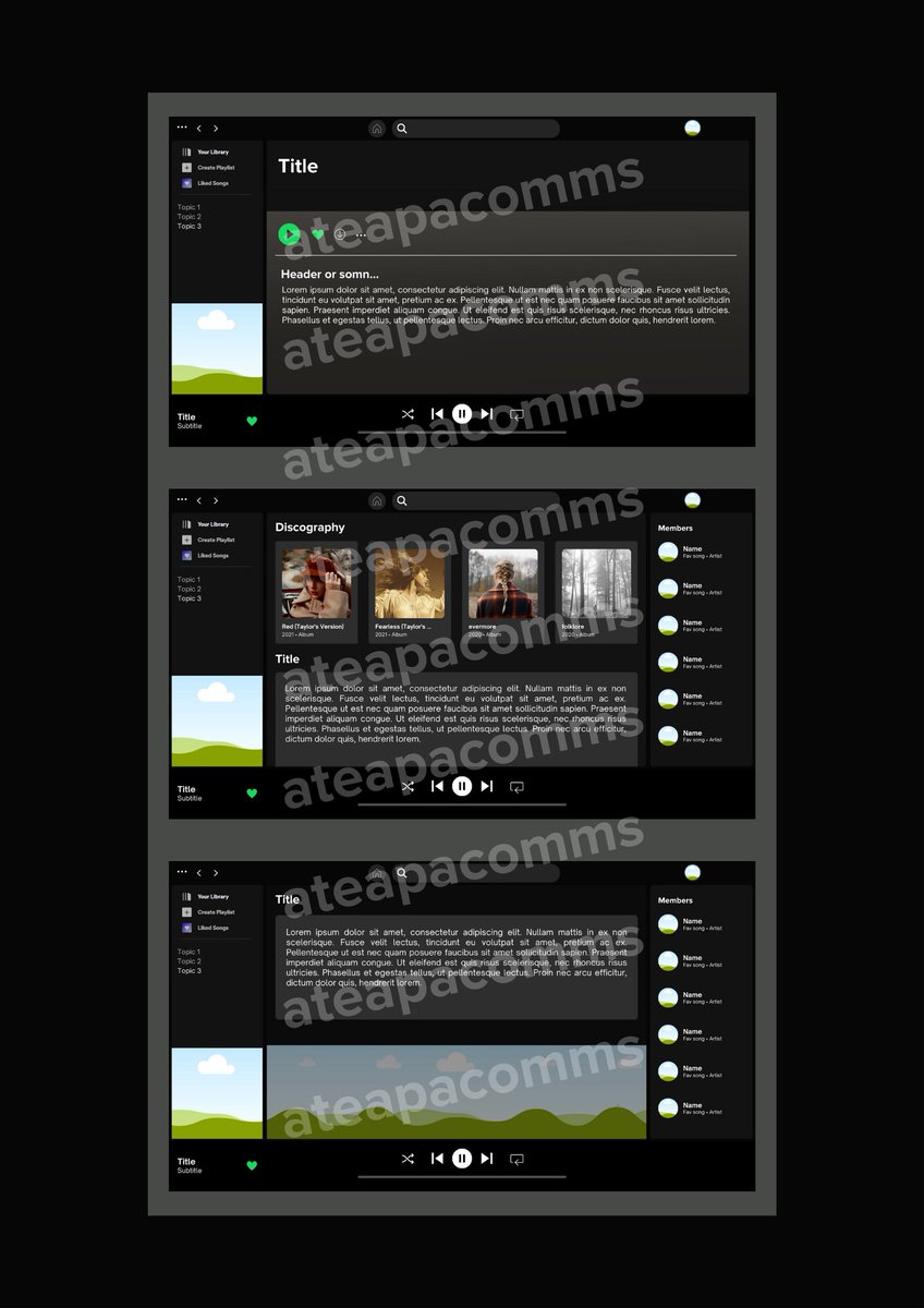 ATeaPaComms's tweet photo. 📜 [ATPC ☕]

hi! selling my spotify canva template for only P150 :)
📌 check pinned
📌 can also modify the template for u (w/ addtl fees)
📌 will send the template link after payment
📌 dm if interested!

🏷️ lf commissioner #commstwt ph ppt template https://t.co/PdaVzKpFfm
