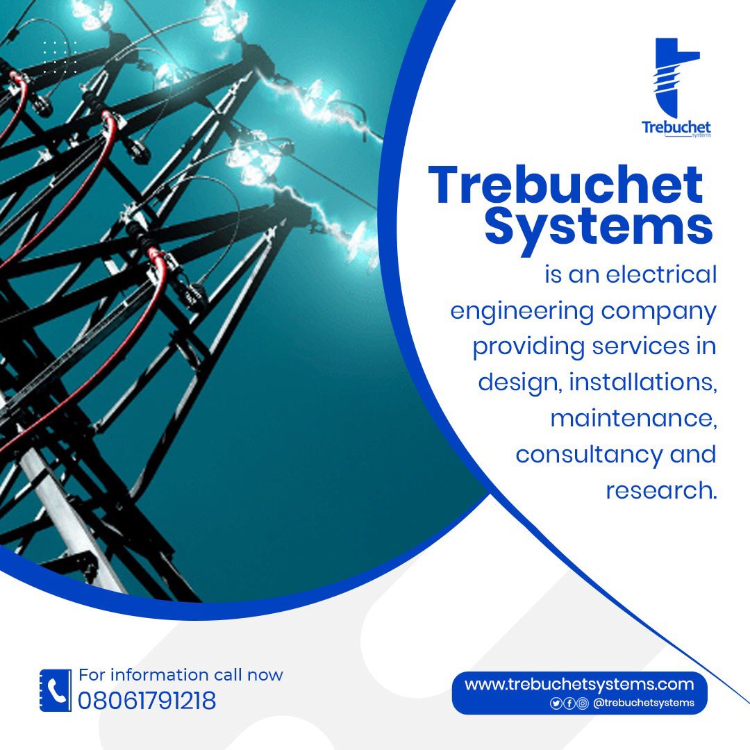 trebuchetsystem's tweet photo. We are an experienced team of Port-Harcourt based electrical contractors with an extensive range of services from electrical design drawings, maintenance to residential and commercial electrical installations.
#business #blackownedbusiness #ElectricalEngineers #Designandfunction https://t.co/JD8k3QgQ6J