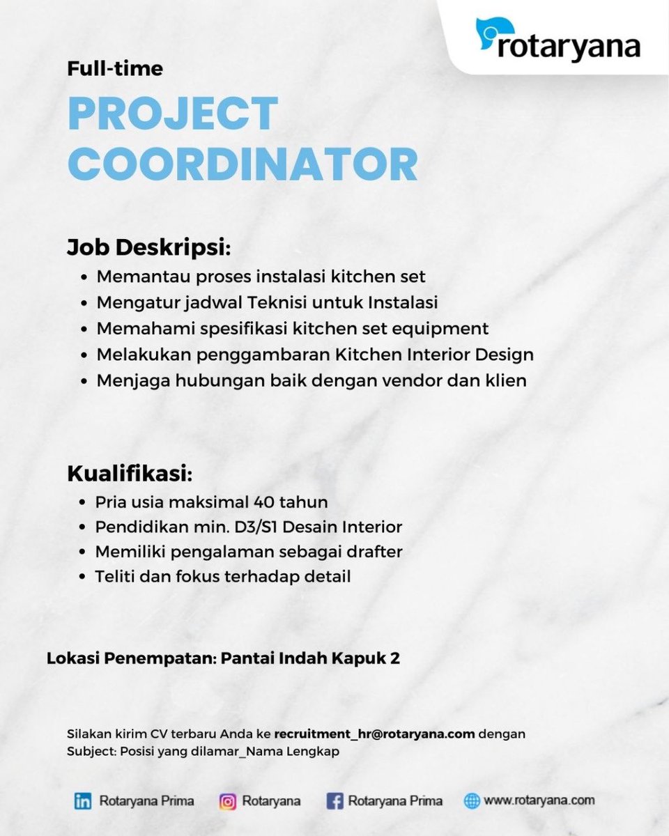 WildanKurniaR1's tweet photo. Izin share ya #mincot @hrdbacot untuk lowongan pekerjaan di kantor kita yang di PIK. Kalo kepo boleh dm buat tanya tanya dulu https://t.co/BfaXwrh9nq