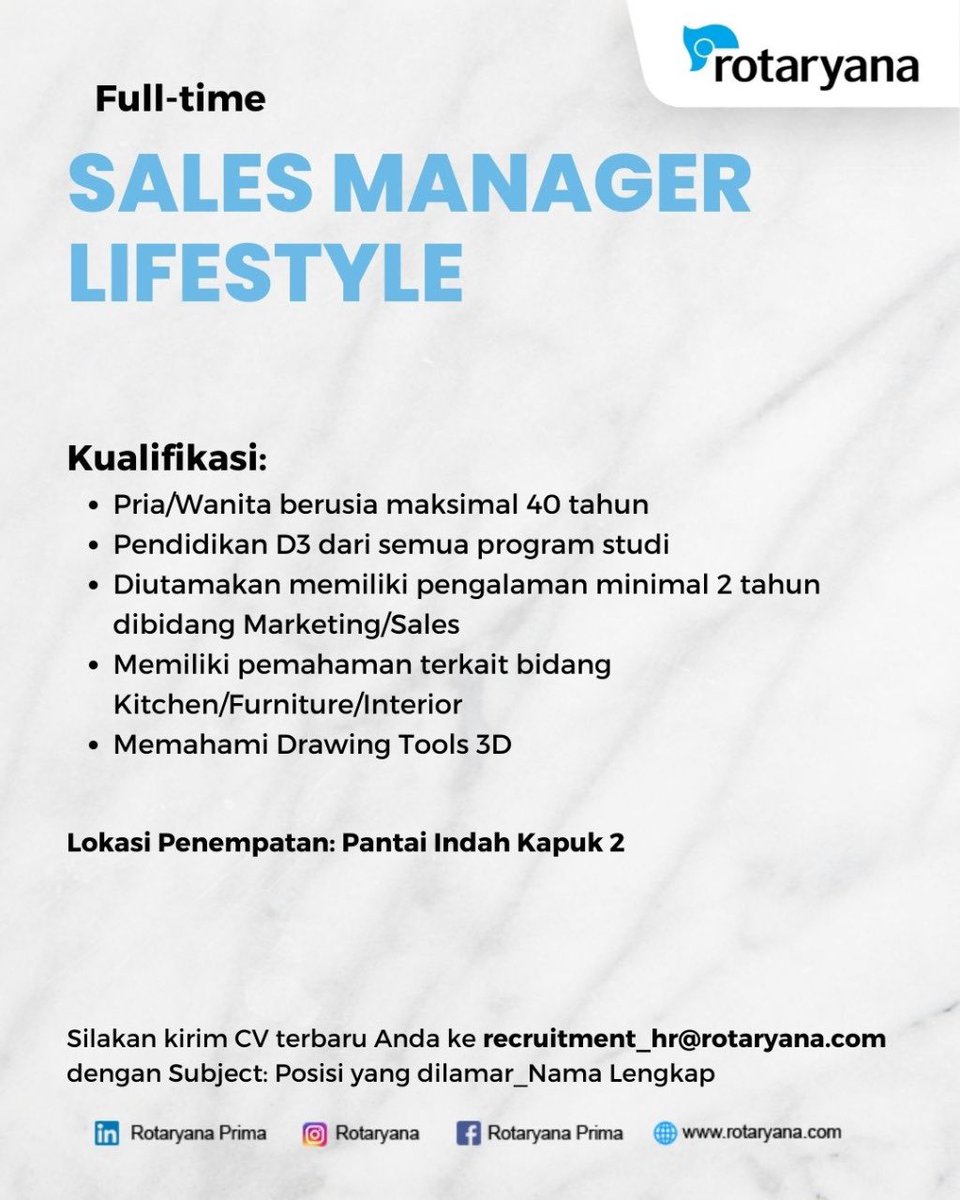 WildanKurniaR1's tweet photo. Izin share ya #mincot @hrdbacot untuk lowongan pekerjaan di kantor kita yang di PIK. Kalo kepo boleh dm buat tanya tanya dulu https://t.co/BfaXwrh9nq