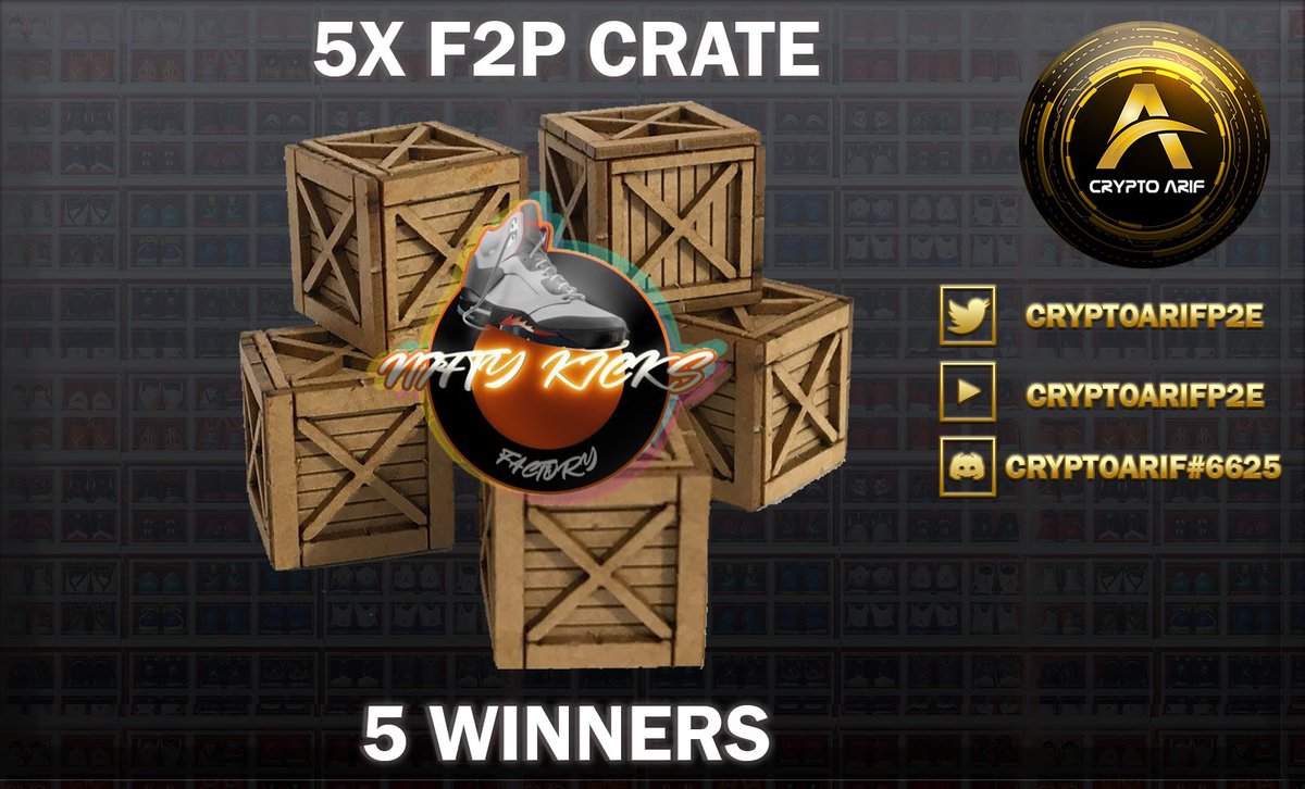 CryptoArifP2E's tweet photo. Free2Play Is Coming on https://t.co/P2QoVl7b91

🎁 5x Free2Play Crate 🎁

1⃣ Follow @CryptoArifP2E &amp; @niftykicksio
2⃣ Like, RT &amp; Tag 3 friends
3⃣ Comment your WAX
4⃣ Join https://t.co/c5liZq5JeL
5️⃣ Join https://t.co/Gwd0i5dNu7

⏰72h

#NFTGiveaway #NFT #WAXP #WAX #Niftykicks https://t.co/iRDmjT35rr