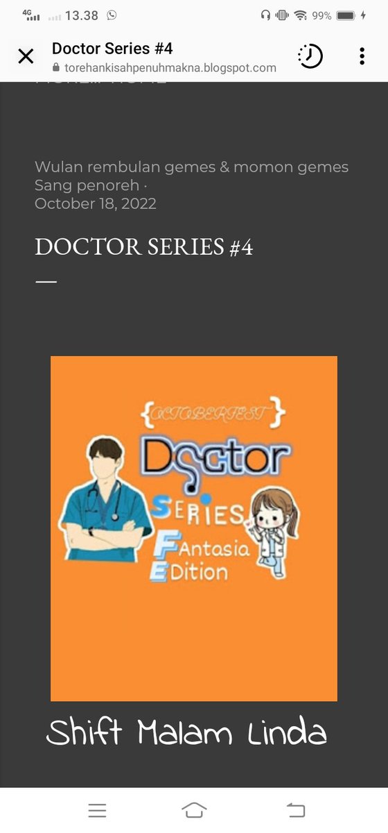 SangPenoreh's tweet photo. https://t.co/d550CezgKx
Doctor Series # 4
Selamat membaca https://t.co/vzUaruqpTU
