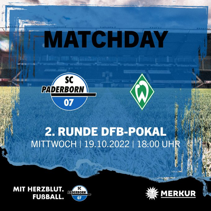 SCPaderbornTR's tweet photo. MAÇ GÜNÜ

SC Paderborn X Werder Bremen
⏰ 19.00 TSİ
🏟️ Home Deluxe Arena
🏆 DFB-Pokal son 32 turu

Werder Bremen'i yenip yolumuza devam etmek istiyoruz, haydi Paderborn!

#SCPSVW | #SCP07 https://t.co/KQlkwUGAsu
