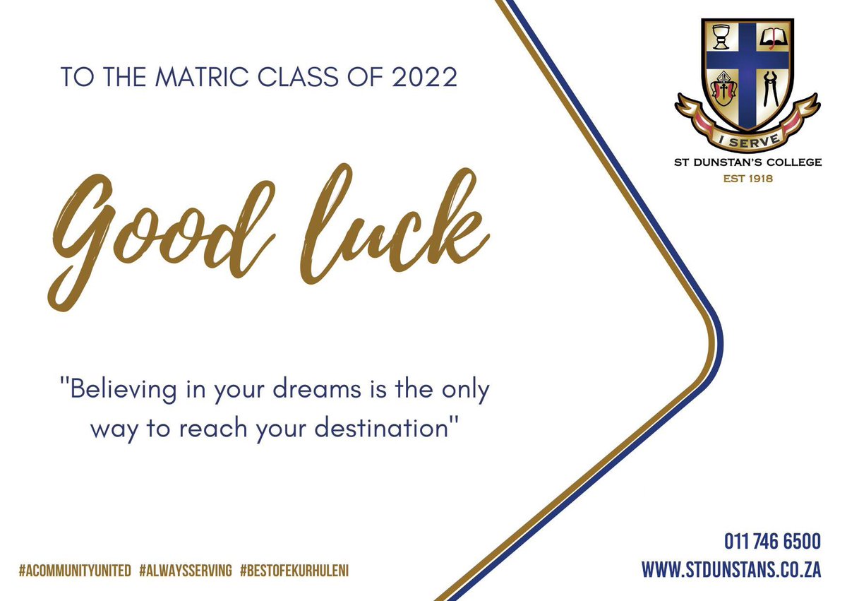 Good luck, Class of 2022!