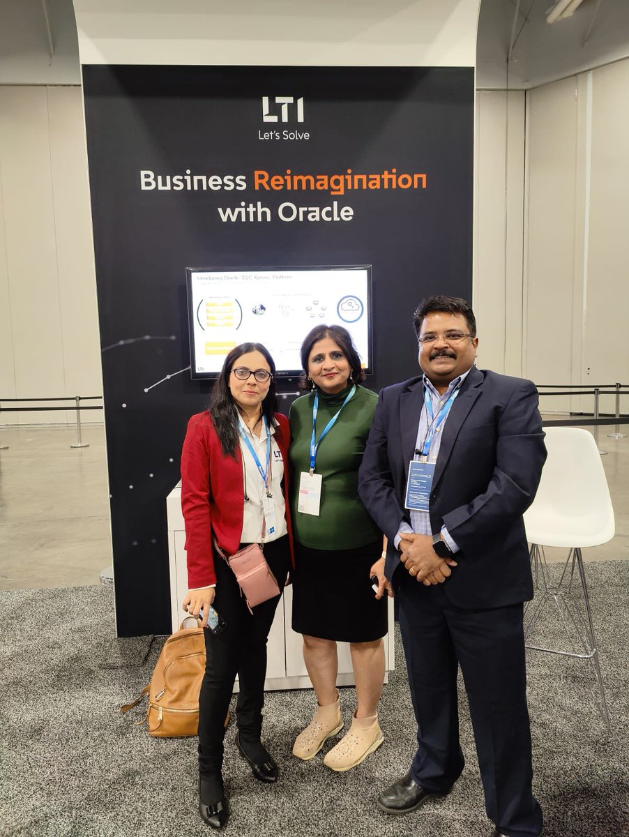 ltm_ofcl's tweet photo. Team LTI had a highly productive first day at @Oracle CloudWorld 2022. Day 2 will be even more exciting, and we hope to meet many of you at booth #212.
Don't miss our customer spotlight sessions scheduled for October 19!
#OCW #CloudWorld #LTIxOracle #LetsSolve https://t.co/9tN7aiioZi