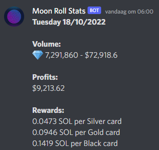 JeremyWade (@steveo1501) on Twitter photo Don't fade on <a href="/SenzokuNFT/">Senzoku by moonroll.io</a> 
Their casino <a href="/MoonRollNFT/">Old Moon Roll</a>  has a big potential!
Play at moonroll.io
Some numbers (last 30 days)
<a href="/SenzokuNFT/">Senzoku by moonroll.io</a> --> 0.127 SOL per week --> FP: 8.9 SOL --> ROI: 490 days
<a href="/degenfatcats/">Degen Fat Cats</a> --> +/- 0.14 SOL per week --> FP: 18.5 SOL --> ROI: 924 days Don't fade on <a href="/SenzokuNFT/">Senzoku by moonroll.io</a> 
Their casino <a href="/MoonRollNFT/">Old Moon Roll</a>  has a big potential!
Play at moonroll.io
Some numbers (last 30 days)
<a href="/SenzokuNFT/">Senzoku by moonroll.io</a> --> 0.127 SOL per week --> FP: 8.9 SOL --> ROI: 490 days
<a href="/degenfatcats/">Degen Fat Cats</a> --> +/- 0.14 SOL per week --> FP: 18.5 SOL --> ROI: 924 days