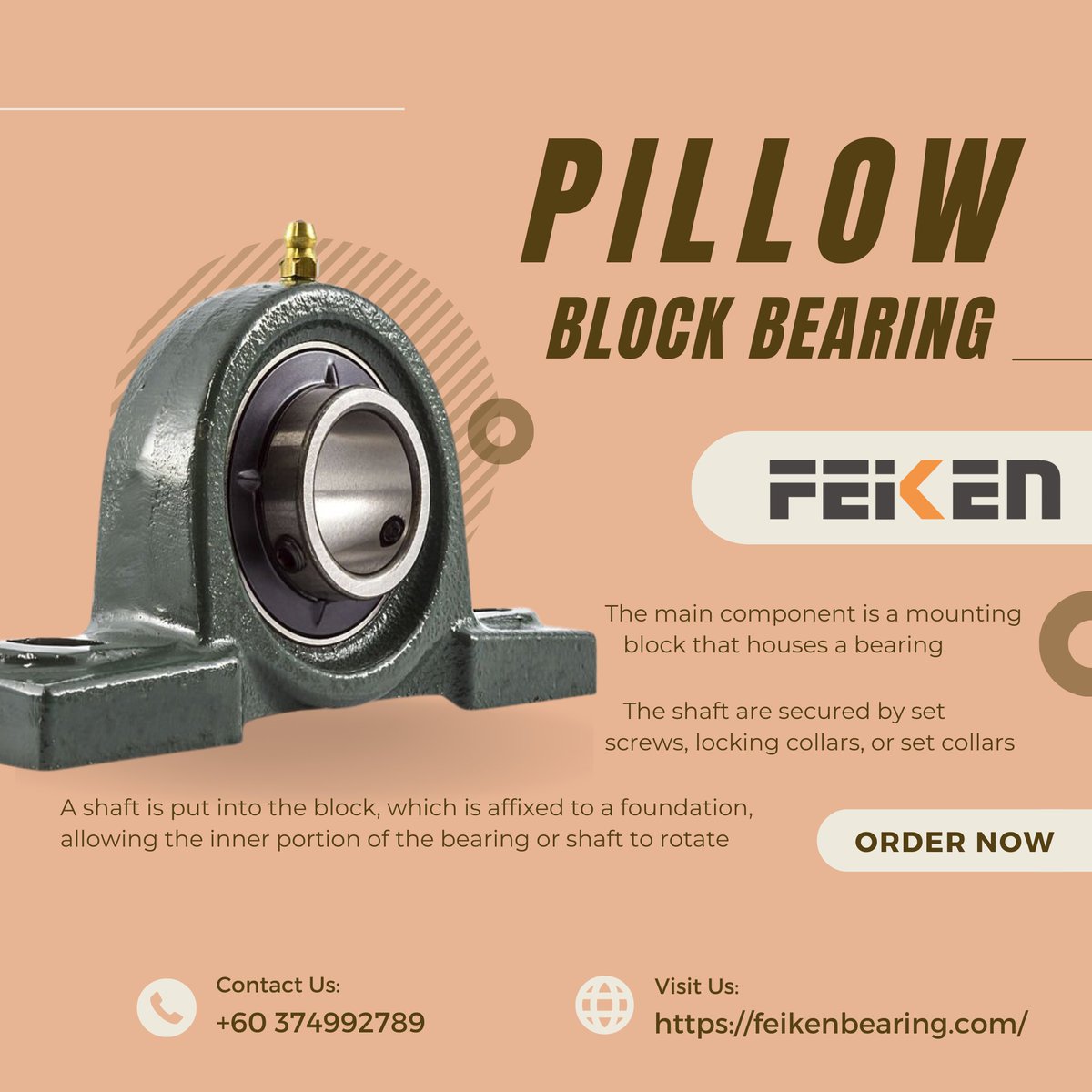 feikenbearing's tweet photo. A #pillowblock #bearing is a pedestal that supports a rotating shaft using compatible bearings and various accessories

Rolling elements of a pillow block bearing; 
1⃣ Ball
2⃣ Cylindrical/spherical/tapered roller
3⃣ Metallic/synthetic bushing

More info 👇
https://t.co/bi92IXAnbB https://t.co/JKtwpM2DlO