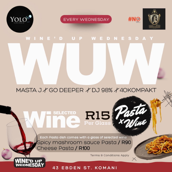 YOLOLounge_QTN's tweet photo. Your Favourite Day of the Week, WINE'D UP WEDNESDAY
Come Hungry, cause we got Pasta for your wine 😉
#Kumnandeyolo
#Yolosummer https://t.co/suFQDRghIo