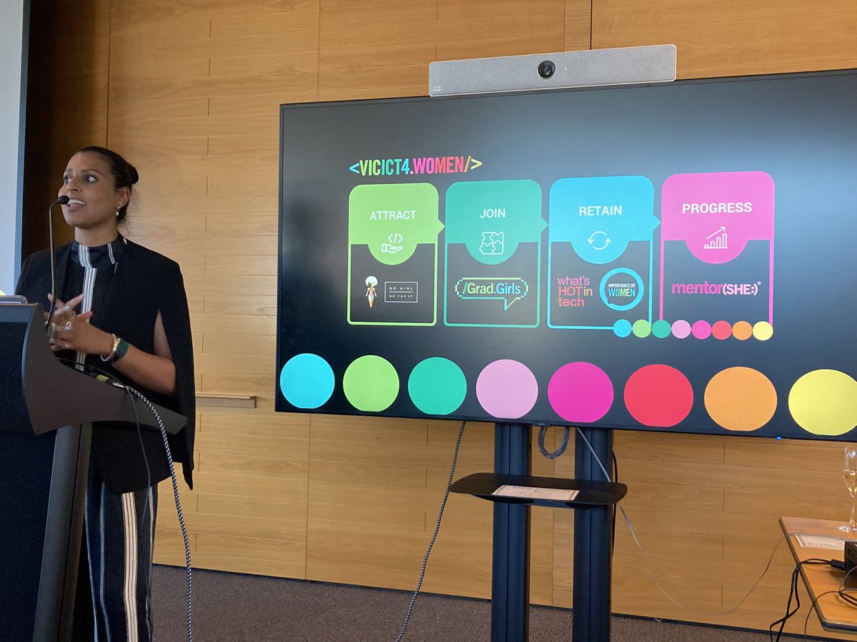 So excited to hear from <a href="/sharonsampson/">Sharon Sampson</a> speaking at our <a href="/VICT4W/">Vic ICT for Women</a> #IOW event at <a href="/anz/">ミカ</a> . Intro by <a href="/rbunshaw/">Rachael Bunshaw</a>