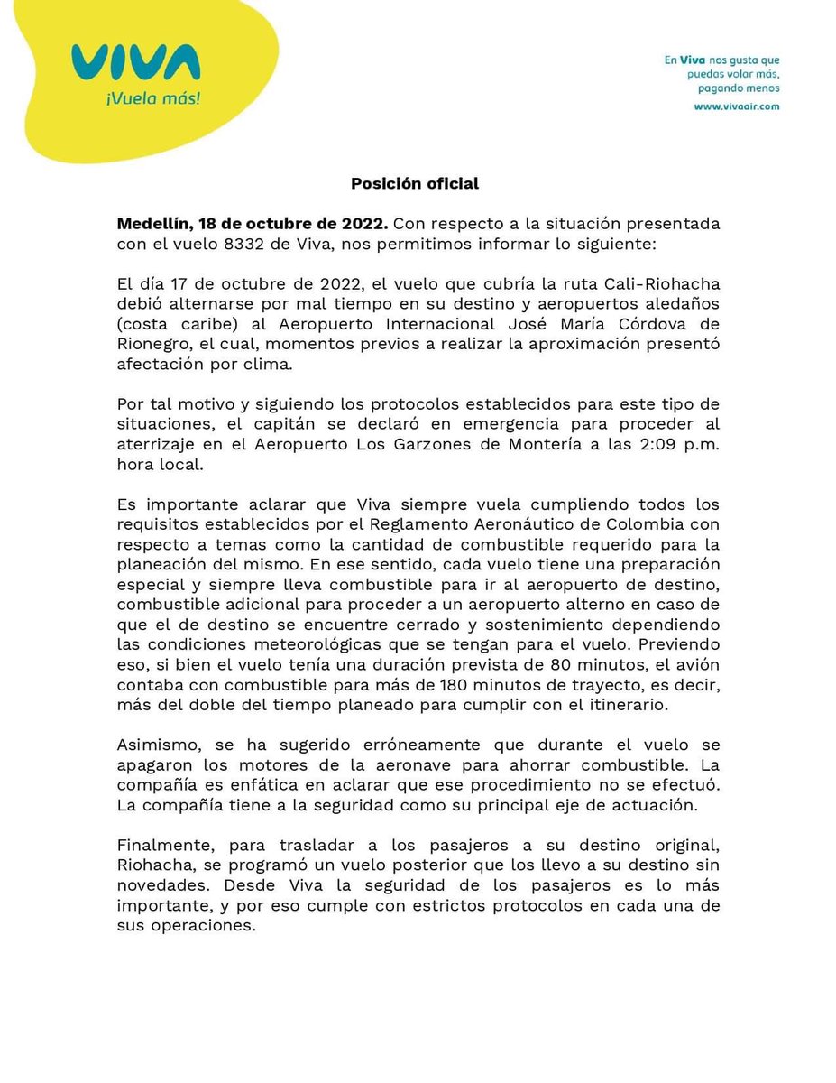 jatyibanezz's tweet photo. @AlertaCol @VivaAirCol @BluRadioCo @JuanPabloCalvas @jsanchezcristo @WRadioColombia @NoticiasCaracol @RevistaSemana @NoticiasUno Respuesta de @VivaAirCol https://t.co/ChYTxom9EF