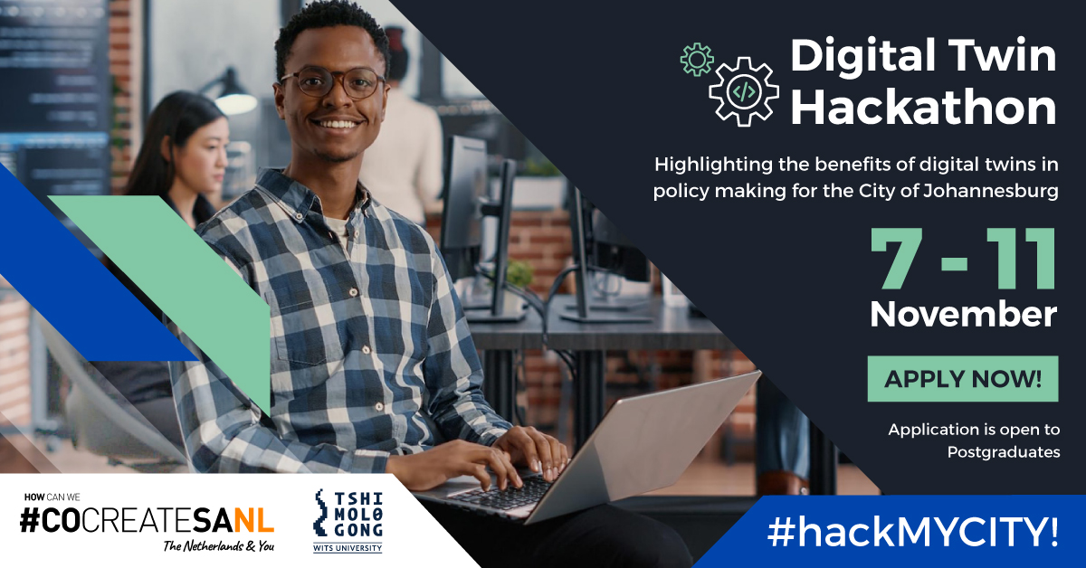 Geekulcha's tweet image. CALL FOR APPLICATIONS 📢

@TshimologongIT in collaboration with the Dutch embassy will be hosting a Digital Twin Hackathon in November 

📌Must be a Postgrad or final year student
📌Accommodation will be covered

APPLY 👉🔗  forms.gle/Q2XQKEuaNUgc3N…

#HackMyCity #CoCreateMYCITY