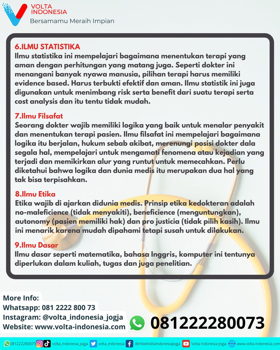 volta_indonesia's tweet photo. Masuk kedokteran harus pinta ??? Masa sih ???
Yuk belajar bareng di BIMBEL VOLTA INDONESIA buat raih kedokteran mu🥰
#voltaindonesia #bersamaumeraihimpian #fakultaskedokteran #3SMA #Gapyear #snbt2023 #utbksnbt2023 #bimbelmurahjogja #bimbelmurah #bimbelSMA #bimbelPTN https://t.co/KI6Z7Eq1Gq