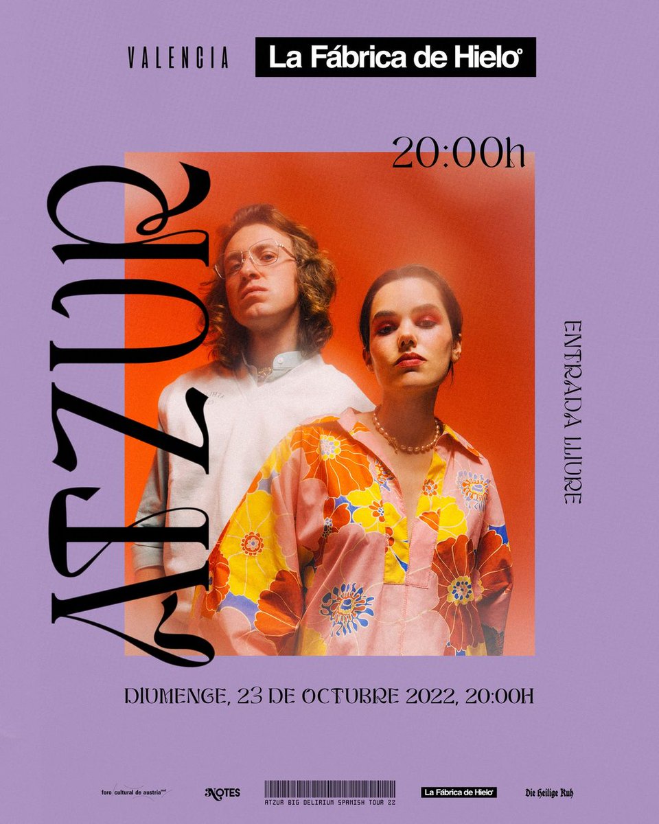 feverprod's tweet image. 💫El dúo hispano-austríaco @atzurmusic estará presentando su EP 'BIG DELIRIUM' en Madrid y Valencia!
21.10 - Madrid - Sala El Perro 
fb.me/e/2llFPQ4xw
23.10 - Valencia - La Fábrica de Hielo
Este mismo viernes publican nuevo tema 👉
atzur.lnk.to/FaithfulBeliev…
@3notesmgmt
