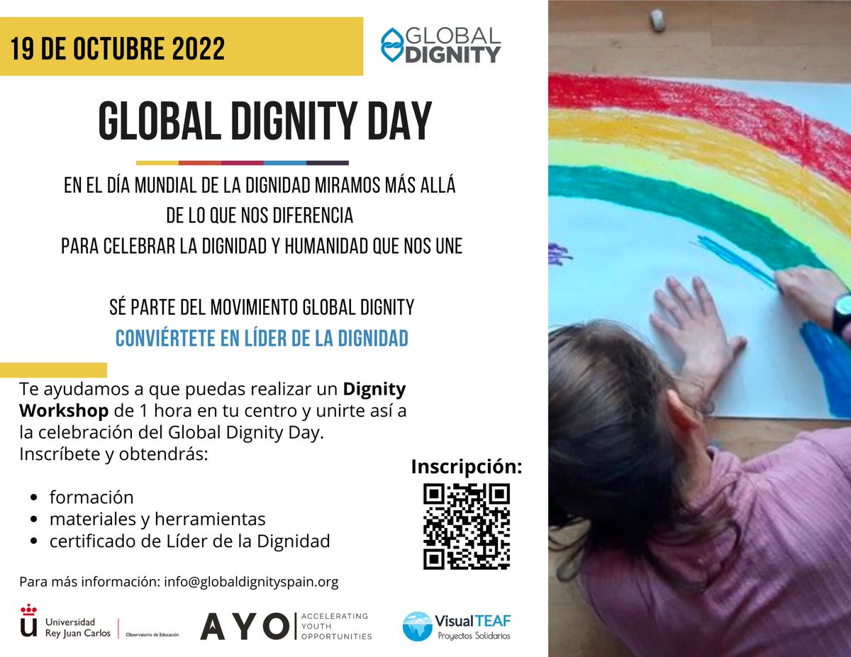 ObservatorioEdu URJC (@observa_urjc) on Twitter photo Hoy nos unimos a la celebración de la humanidad y la dignidad que nos une, más allá de las diferencias, en el #GlobalDignityDay
@proyectoayo <a href="/visualteaf/">Fundación VISUAL TEAF</a> Hoy nos unimos a la celebración de la humanidad y la dignidad que nos une, más allá de las diferencias, en el #GlobalDignityDay
@proyectoayo <a href="/visualteaf/">Fundación VISUAL TEAF</a>