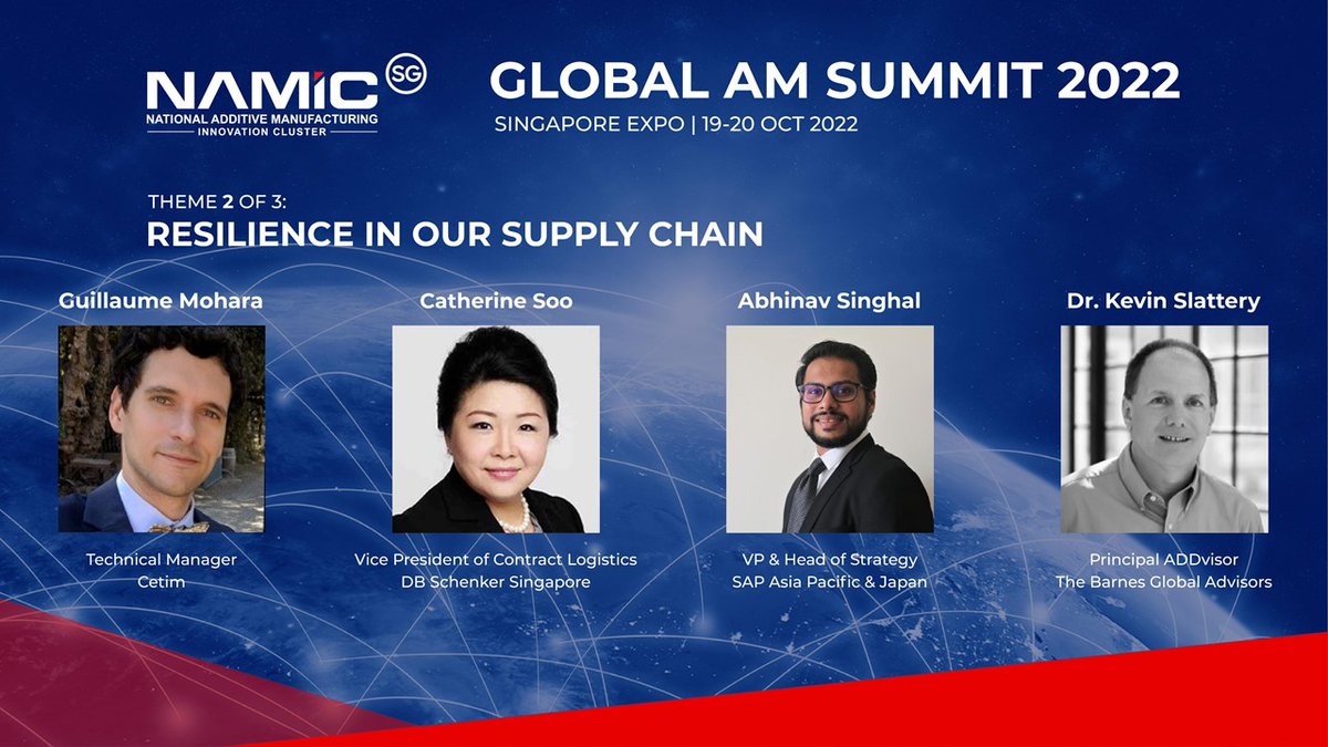 namicsg's tweet image. Be inspired by the speakers as they speak on Resilience in Our Supply Chain.

#AdditiveManufacturing #3Dprinting #EmergingApplications #Sustainability #GlobalSupplyChain