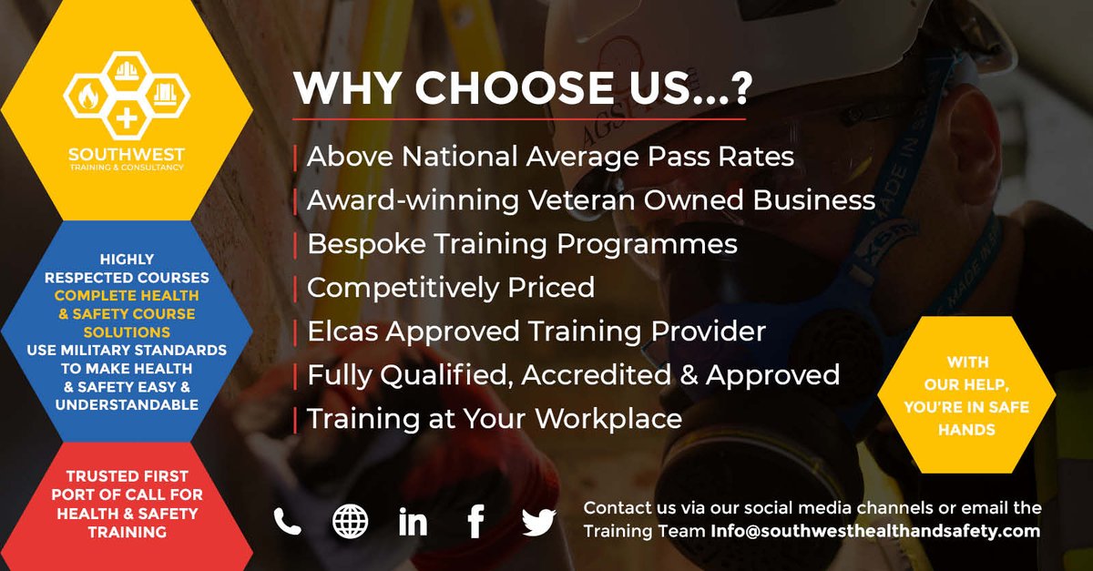 Health and Safety is paramount to any business bit.ly/2ZOMpRx #southwesthealthandsafetytraining #newcareer #healthandsafety #nebosh #IOSH  #safetytraining #military #armedforces #armyveteran #army #resettlement #veterans #mentalhealth #healthandsafetyatwork #construction