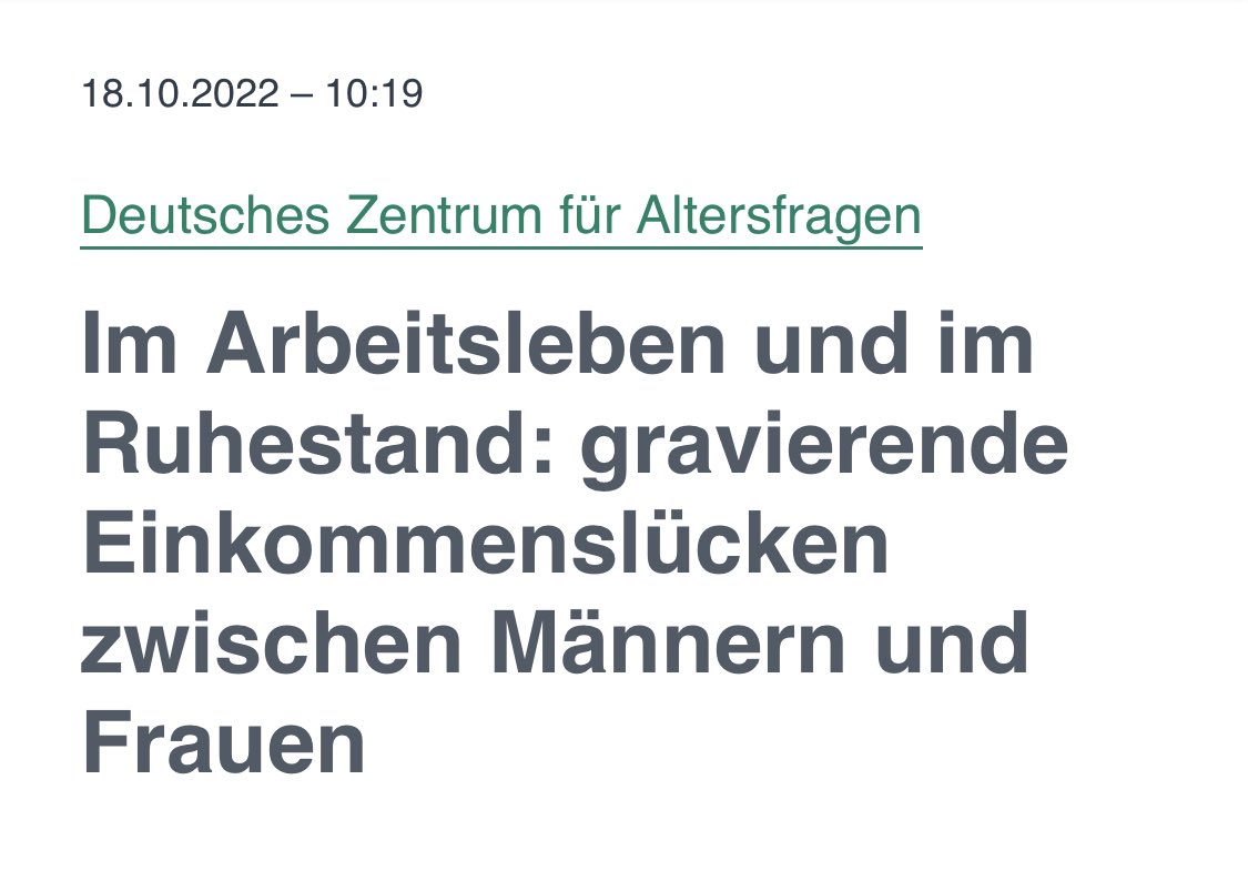 Groß, größer, gravierend: Meist reden wir bei wirtschaftlichen Unterschieden zwischen Frauen und Männern vom #genderpaygap - dieser liegt in D bei 18%. Noch größer sind aber der  #GenderWealthGap - 45% - und der #GenderPensionGap - 49%.
presseportal.de/pm/131425/5347…