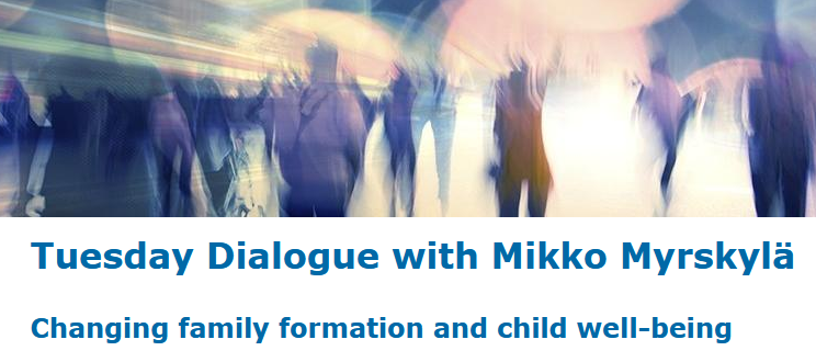 Tuesday Dialogue with Mikko Myrskylä: Changing family formation and child well-being. Event organised virtually on 1 November by Population Europe. Register via link below! @PopulationEU @FLUX_Consortium @Akatemia_STN 👇 population-europe.eu/tuesday-dialog…