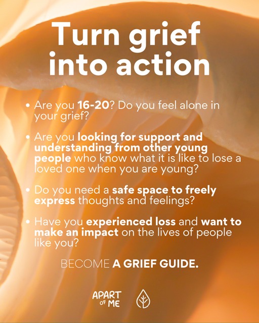 Last few spaces left for our Grief Guides programme w/ <a href="/ApartOfMeApp/">Apart of Me</a>

For 16-20 yr olds who have experienced loss and want a safe supportive space with peers and mentors

👉 6 x FREE online sessions
👉 Starts November 2022 

#Grief #YouthMentalHealth 

instagram.com/p/CizrsKnsgOc/…