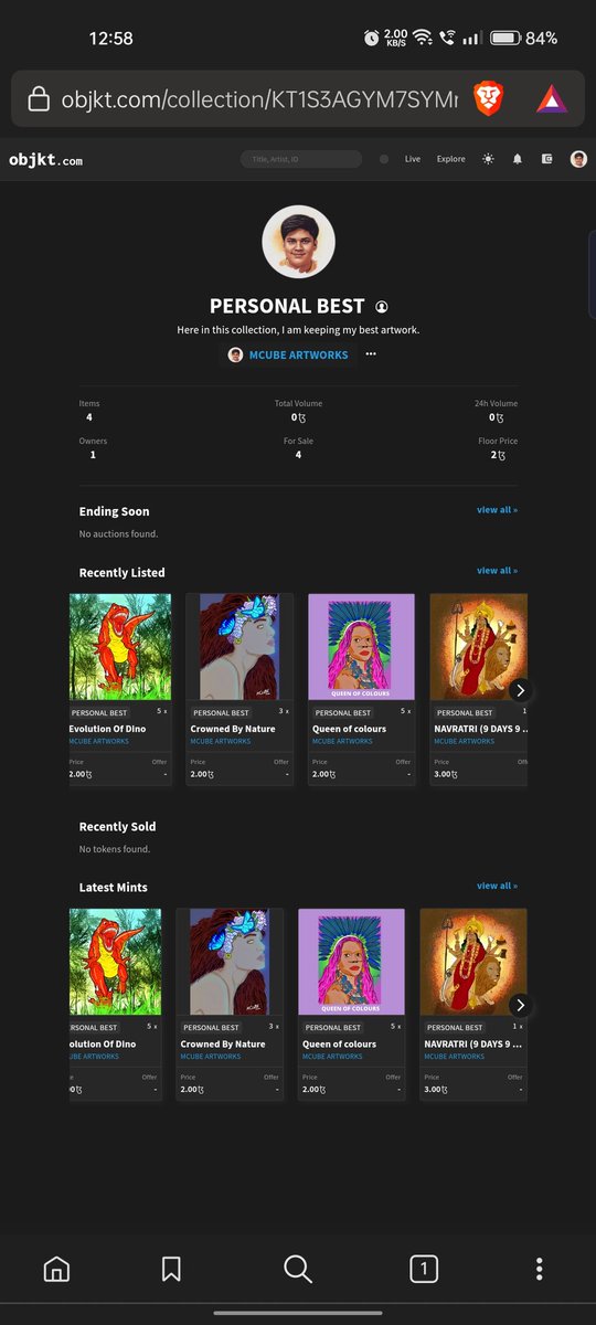 <a href="/kunalkamble/">CryptoSauga.Ξth</a> <a href="/objktcom/">objkt</a> <a href="/varundo_/">varundo</a> <a href="/arunangshu1976/">Arunangshu Roy</a> <a href="/db_comic/">dbcomic by Bandana</a> <a href="/HazraSimran/">simranhazra.eth (Genesis artwork live on FND)✨</a> <a href="/THEGRAFFITI_ETH/">GRAFFITI</a> <a href="/dkskamlesh/">KAMLESH💙💛🧡📸🤳</a> <a href="/abhishapes/">abhi-shapes (abhishapes.eth)</a> <a href="/arijitmondal1/">Arijit Mondal</a> <a href="/TezDomains/">TezDomains | Premium Tezos Domains</a> My collection on <a href="/objktcom/">objkt</a>
#tez 
And my favourite creator is <a href="/uditkrajoria/">★ udit ★</a>
And <a href="/raghu_koppad/">Raghu koppad</a>

Link👇
objkt.com/collection/KT1…
