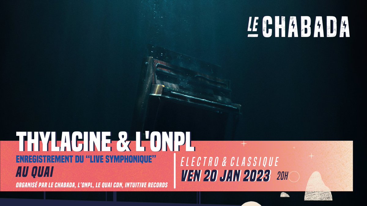 lechabada's tweet photo. 𝗧𝗛𝗬𝗟𝗔𝗖𝗜𝗡𝗘 ＆ 𝗟'𝗢𝗡𝗣𝗟
Enregistrement du “Live Symphonique” de Thylacine avec l'Orchestre National des Pays de la Loire. 
Un événement à ne pas louper! 

ℹ️ https://t.co/ki4Bl4yosS
👋 @LeQuai - @ONPL_orchestre - @intuitivelabel
#cultureangers #angers https://t.co/0gsTQ6G5Sb