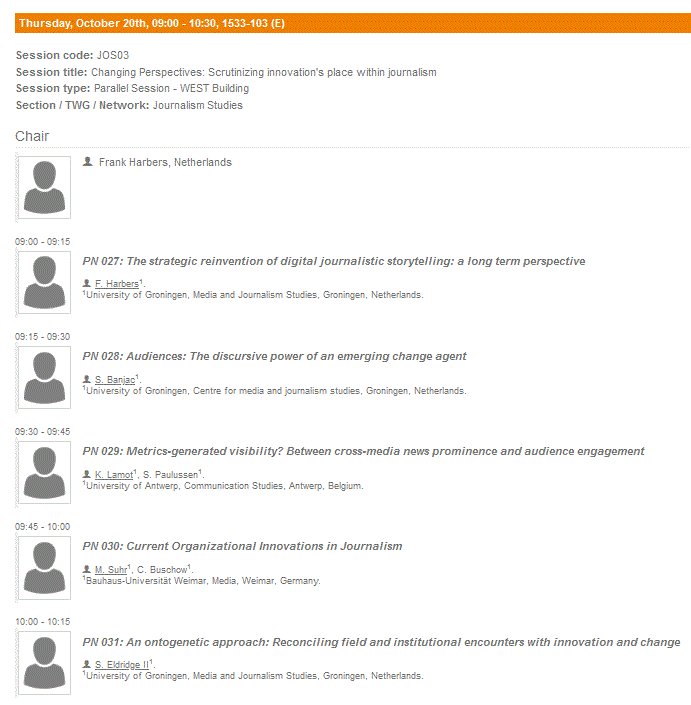 Tomorrow morning at 9h we'll start with a panel on "Changing Perspectives: Scrutinizing innovation's place within journalism". With papers by @fharbers83, <a href="/BanjacSandra/">Sandra Banjac | @sandrabanjac.bsky.social</a> &amp; <a href="/seldridge/">Scott A E II / seldridge.com bsky</a> <a href="/univgroningen/">University of Groningen</a> at #ECREA2022
