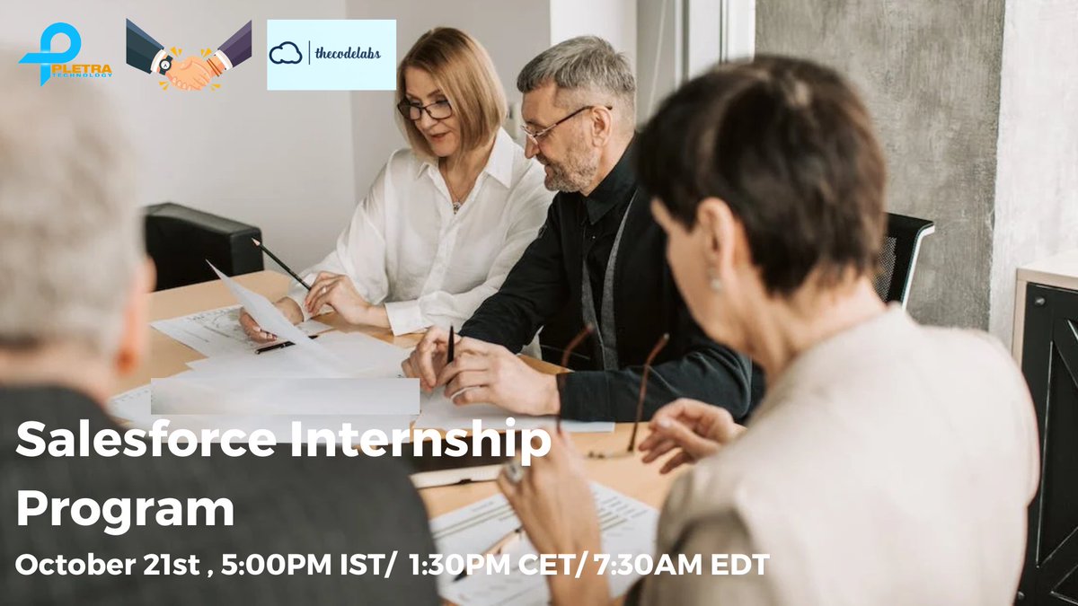Pletratech1's tweet image. PletraTech proud to collaborate with theCodeLabs to launch an internship program for energetic and talented candidates (2020 pass out onwards Candidates) in partnership with theCodeLabs.

Register here to attend this session bit.ly/3dPk8Vw

#pletra #sfdctraining