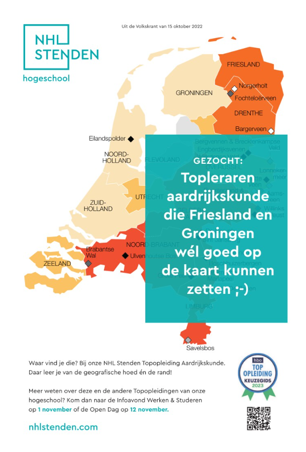 Over #omdenken gesproken. Briljante actie!
Advertentie van #hogeschool <a href="/nhlstenden/">NHL Stenden</a>.
#Topleraren #aardrijkskunde gezocht... 👩‍🏫🧑‍🏫👨‍🏫🌎