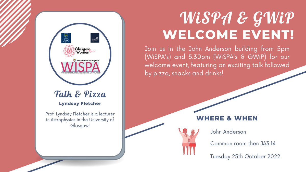 Join us on the 25th of October (next Tuesday) for our Welcome Event - featuring a talk by Professor Lyndsey Fletcher (Glasgow Uni), followed by drinks, pizza and snacks in the Common Room (JA 8th floor).
 eventbrite.co.uk/e/wispa-welcom…