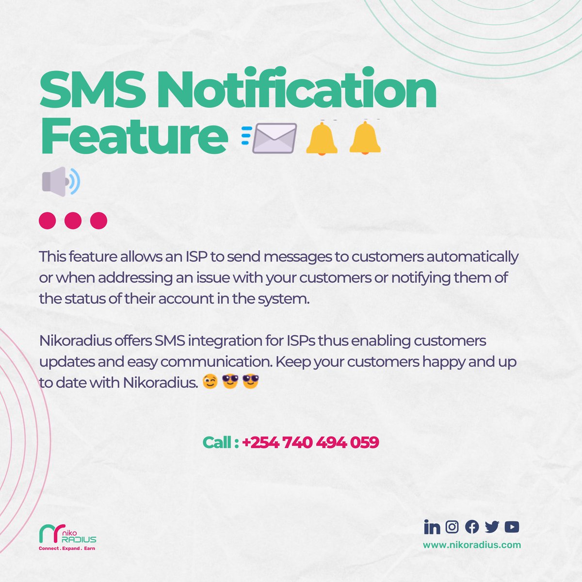 Keep your customers happy and up to date with Nikoradius 😉😎😎 
Talk to us today