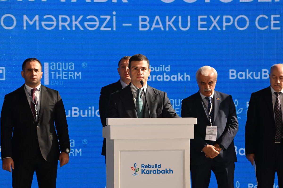 MammadovOrkh's tweet photo. Bakı Ekspo Mərkəzində #RebuildKarabakh, #BakuBuild və #AquaTermBaku sərgiləri öz işinə başlayıb. Açılış mərasimindəki çıxışımda sərgilərin #KOB-lar üçün önəmindən danışdım. #KOBİA da sərgidə öz stendi ilə təmsil olunur. https://t.co/dATy9xpyTE
