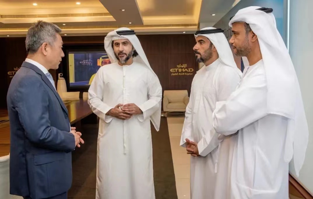 WHCExpo's tweet photo. #China-#UAE enhance strategic cooperation in #Chinese-#Arabic #HealthTourism, #Luxury #Wellness #Tourism Industries 
Congrats to Inaugural Flight from #AbuDhabi to #Guangzhou by #Etihad Airways   
#Economy #HealthDestinations #HealthyCities #Tourism #Airlines @UNSDGWorld @etihad https://t.co/RKf1aupDCx
