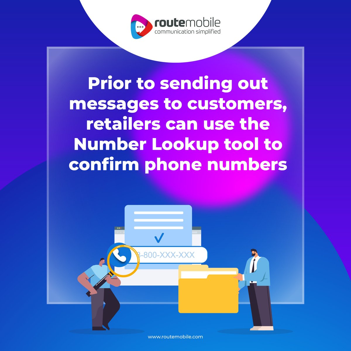 routemobile's tweet photo. Retailers can get in touch with the right customers to promote their products/services and share discount coupons and special offers.
Learn more about Number Lookup here https://t.co/5d2iL7sy8a
#NumberLookup #Messaging #SMS #USeCase #Retail #CRM #RouteMobile #RouteItRight https://t.co/9D36LUqmLg