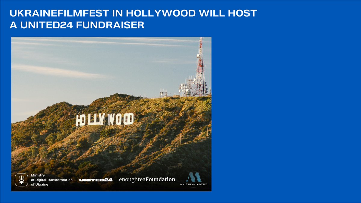 UNITED24 goes to Hollywood 🤩
<a href="/enoughteafdn/">EnoughTea Foundation</a>, a partner of <a href="/mintsyfra/">Мінцифра</a>, will organize a charity event in the Hollywood hills to help #united24.
On November 20, the NeueHouse Hollywood will host the Ukrainian short film festival, NFT exhibit and U24 fundraiser for Medical Aid