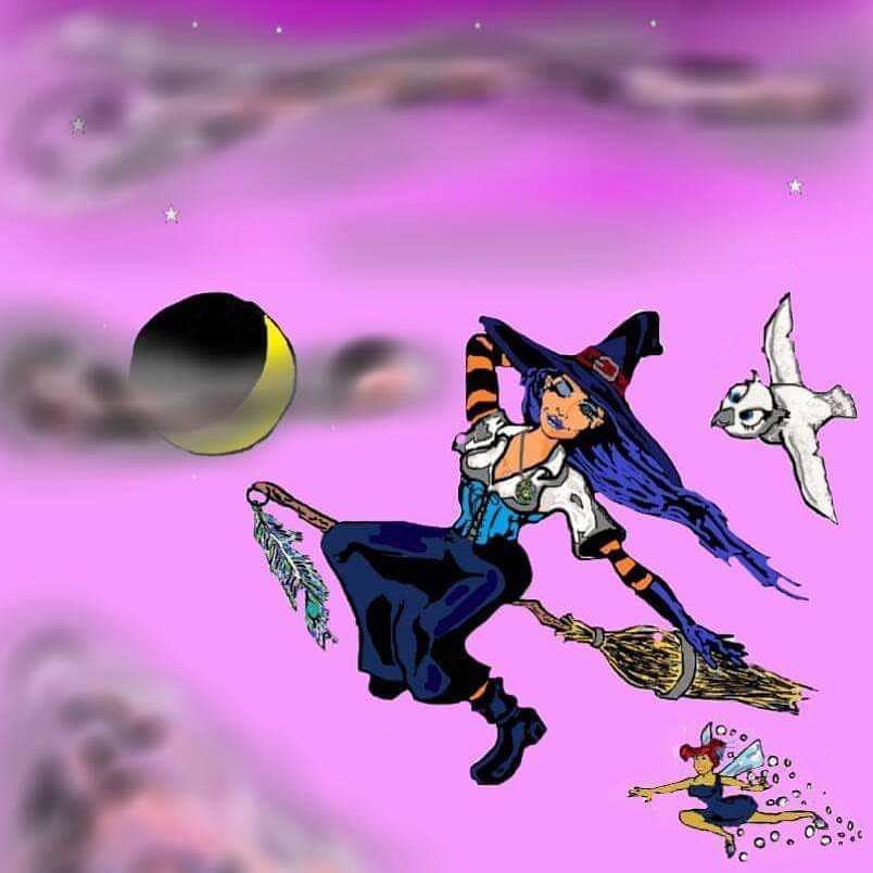 Witch's ride across the Moon ushering in the Halloween Season.
#halloween #witch #witchcraft #magic #witchesbroom #witcheshat #owl #fairy #moonride