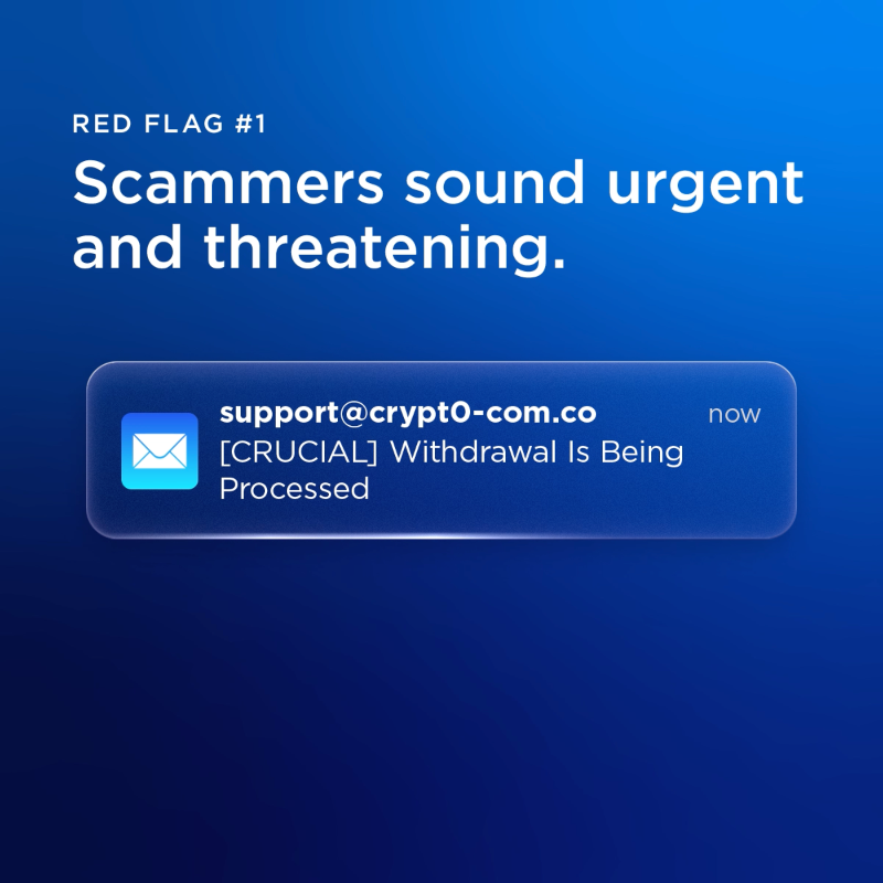 cryptocom's tweet photo. Phishing scams are getting more sophisticated than ever. Here’s what to watch out for 🚩🚩🚩

#SecurityFirstAlways
