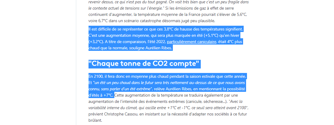 ThomasBaietto's tweet photo. Pour mieux se représenter ce que ce chiffre de +3,8°C veut dire, @AurelienRibes fait une comparaison avec l'été caniculaire de 2022 #Climat https://t.co/e9rcm1aaWn