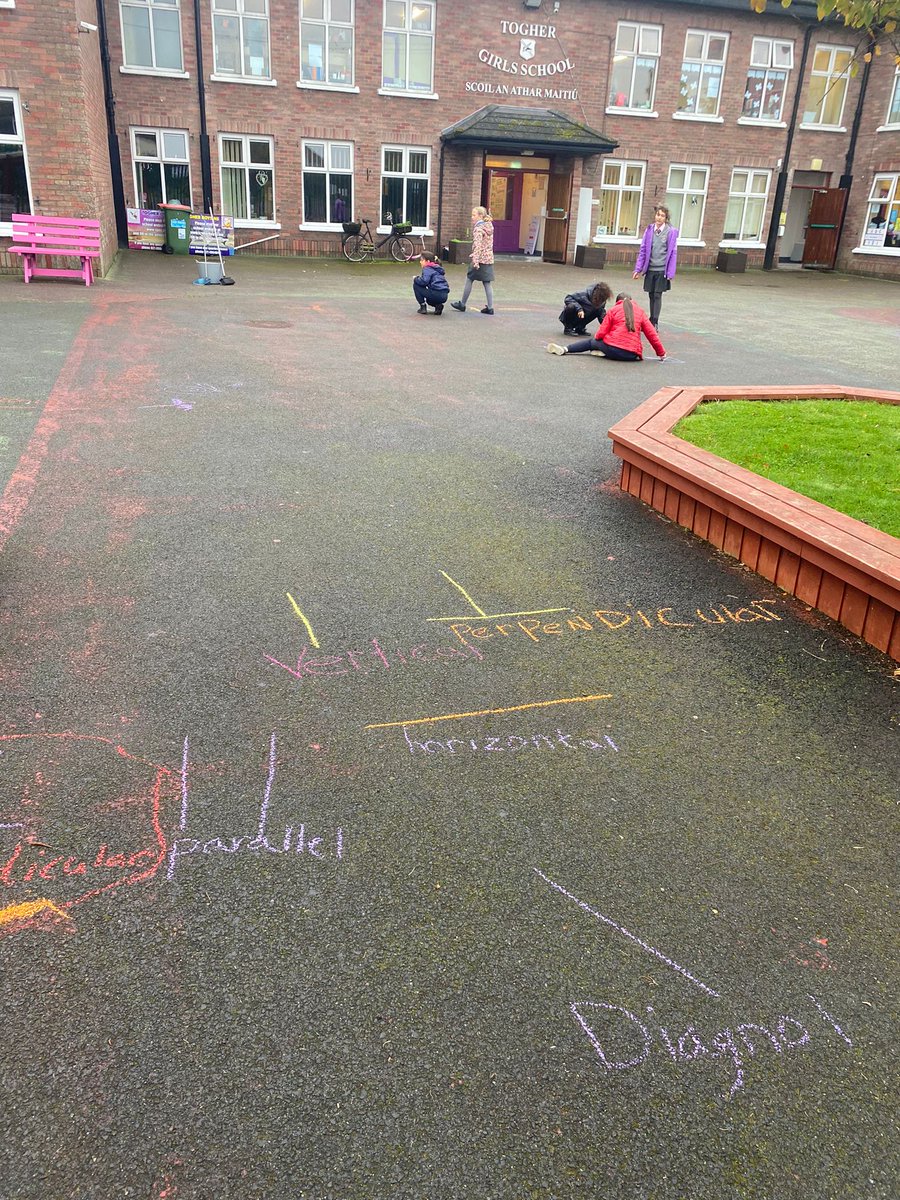 TogherGirls's tweet photo. Sharing our learning with the whole school community @TogherGirls . Mr.Fullam's Maths lesson on lines and angles went outside. As you can see they enjoyed this new style of learning.@mathsweek #IUseMaths @PDSTPrimarySTEM #shapeandspace #togher https://t.co/GDATLTov5Q