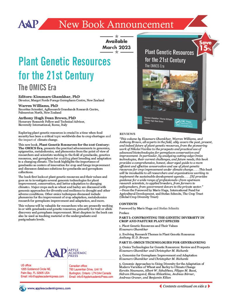 A new book 'Plant Genetic Resources for the 21st Century: The OMICS Era,' presents the point of view of researchers working in the #genebanks, genetics resources and germplasm for enabling plant breeding and adaptation to a changing climate. More 👉buff.ly/3TcCkYK